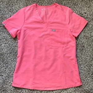 FIGS Neon Pink One Pocket Scrub Top